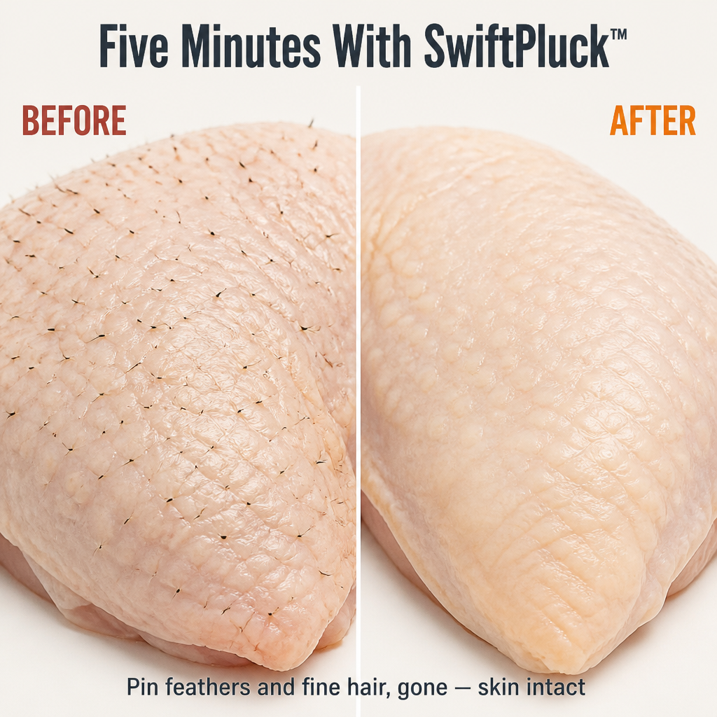 SwiftPluck™ — Remove Stubborn Pin Feathers Easily Without Tweezers or Torch