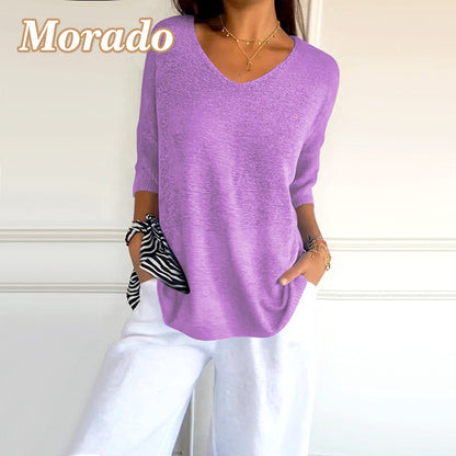 VertaLuxe™ V-Neck Shirt — Unleash Effortless Style and All-Day Freedom