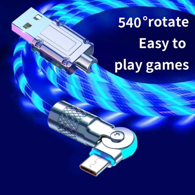 GlowLink - Fast Charging Cable with 540° Rotation and Illuminated Lights