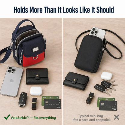 VeloStride™ Mini Crossbody — Tote Your Phone, Wallet & Keys Rain or Shine