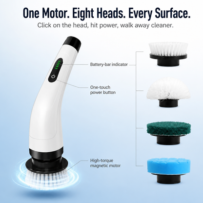 TurboShine™ — Cut Cleaning Time in Half with 8 Heads + Extension Pole | Spin Away Grime