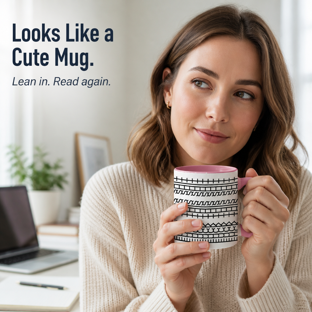 VibeSip™ — Mask Your Noisiest Workday Thoughts with a Charming Pattern
