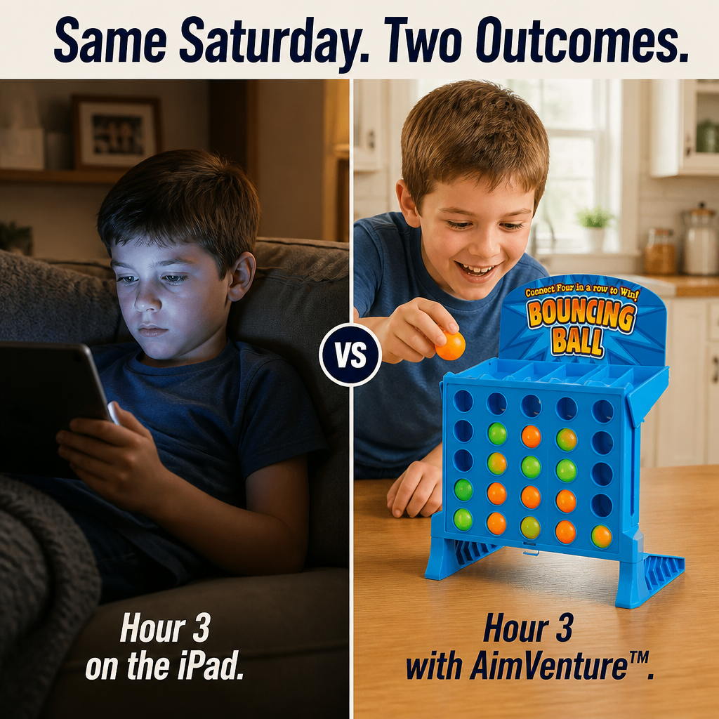 AimVenture™ — Bounce-Shoot Connect 4 That Gets Kids Laughing Loud and Off Screens