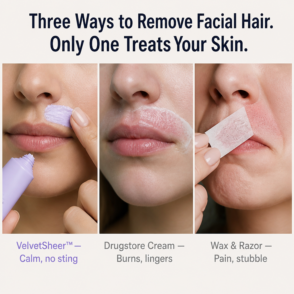 VelvetSheer™ — Remove Peach Fuzz Fast Without Irritation or Chemical Odor