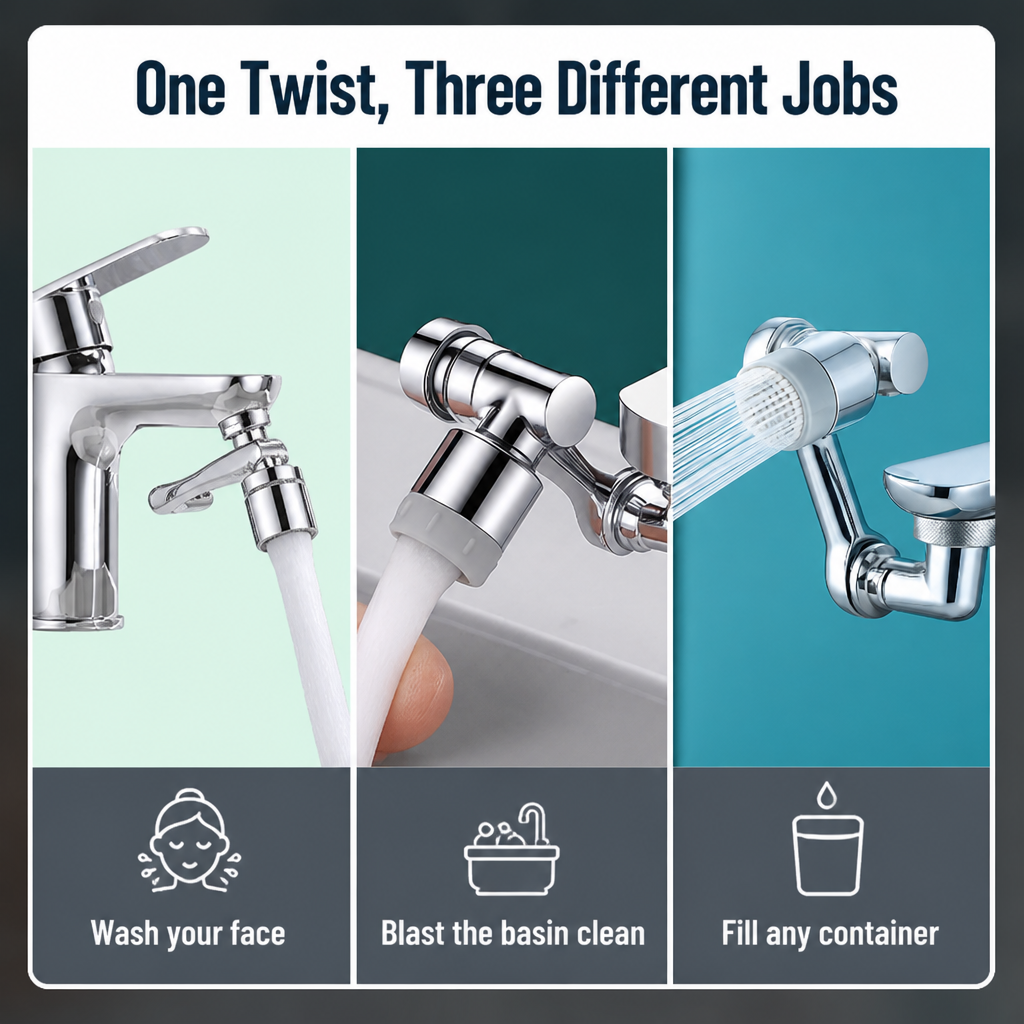 HydraFlex™ — Say Goodbye to Splashes, Access Every Sink Corner Instantly | 60-Day Guarantee