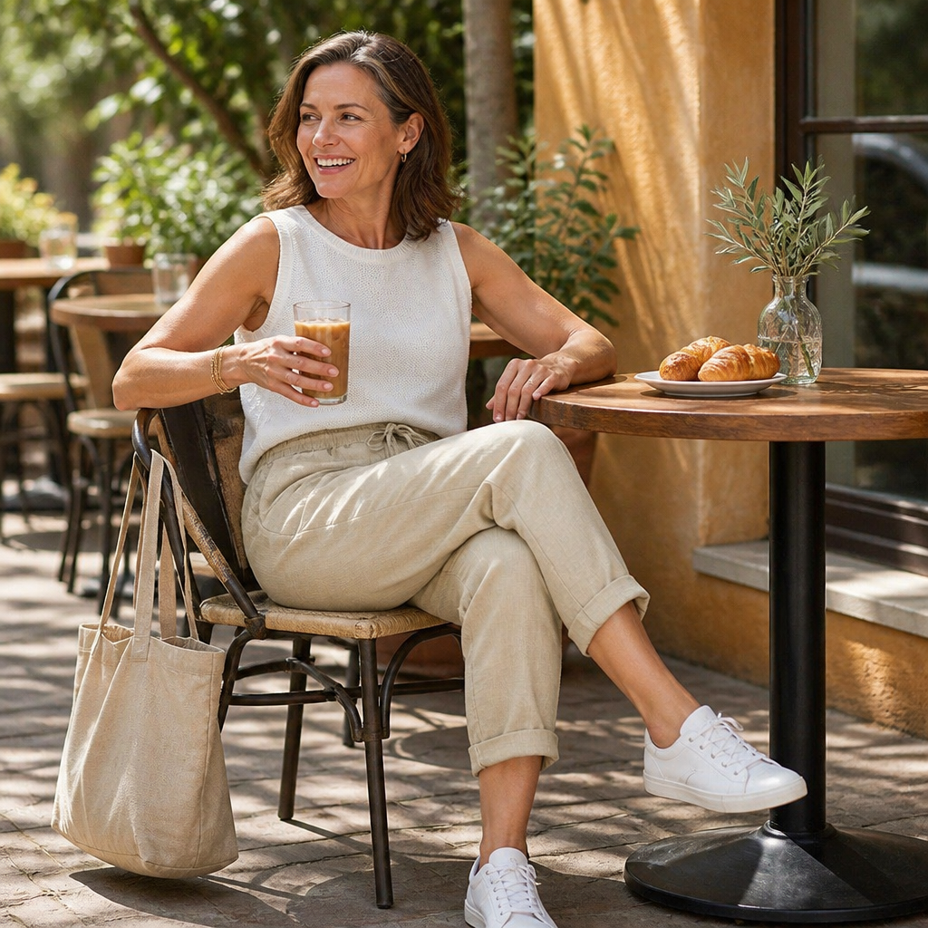 LuxeraSilk™ – Comfortable Cotton-Linen Drawstring Pants with Stretch Waist