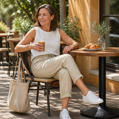 LuxeraSilk™ – Comfortable Cotton-Linen Drawstring Pants with Stretch Waist