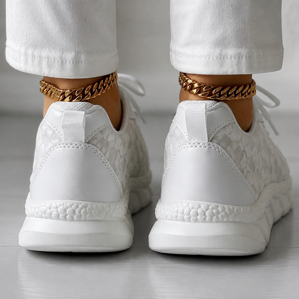 LunaStride™ – White Floral Lace Mesh Platform Sneakers