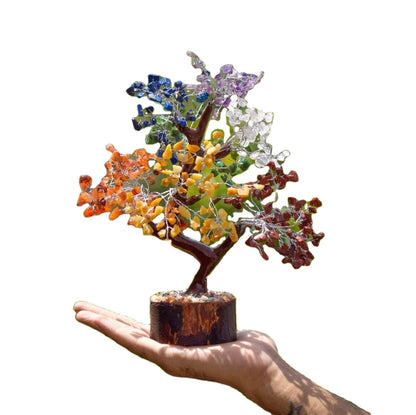 Seven Chakra Gemstone Tree Natural Crystal 150 Beads Feng Shui Prosperity Tree 7 Chakra Home Decoration Healing- Dealswap