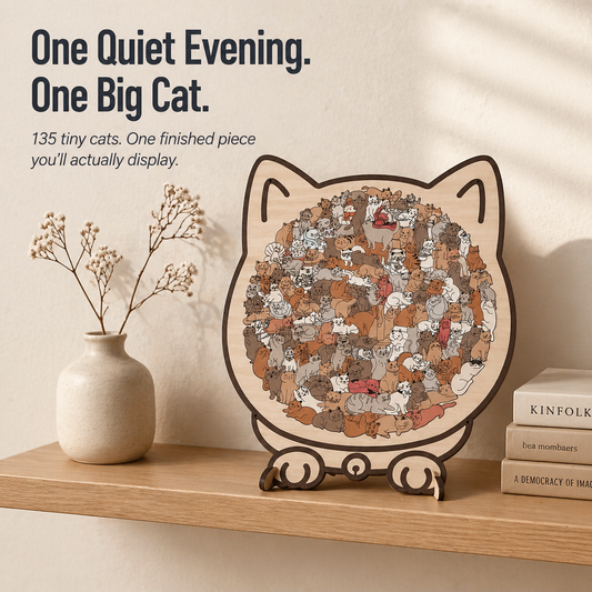 WhiskerCraft™ — Assemble a Giant Cat from 135 Little Cats in Just One Evening