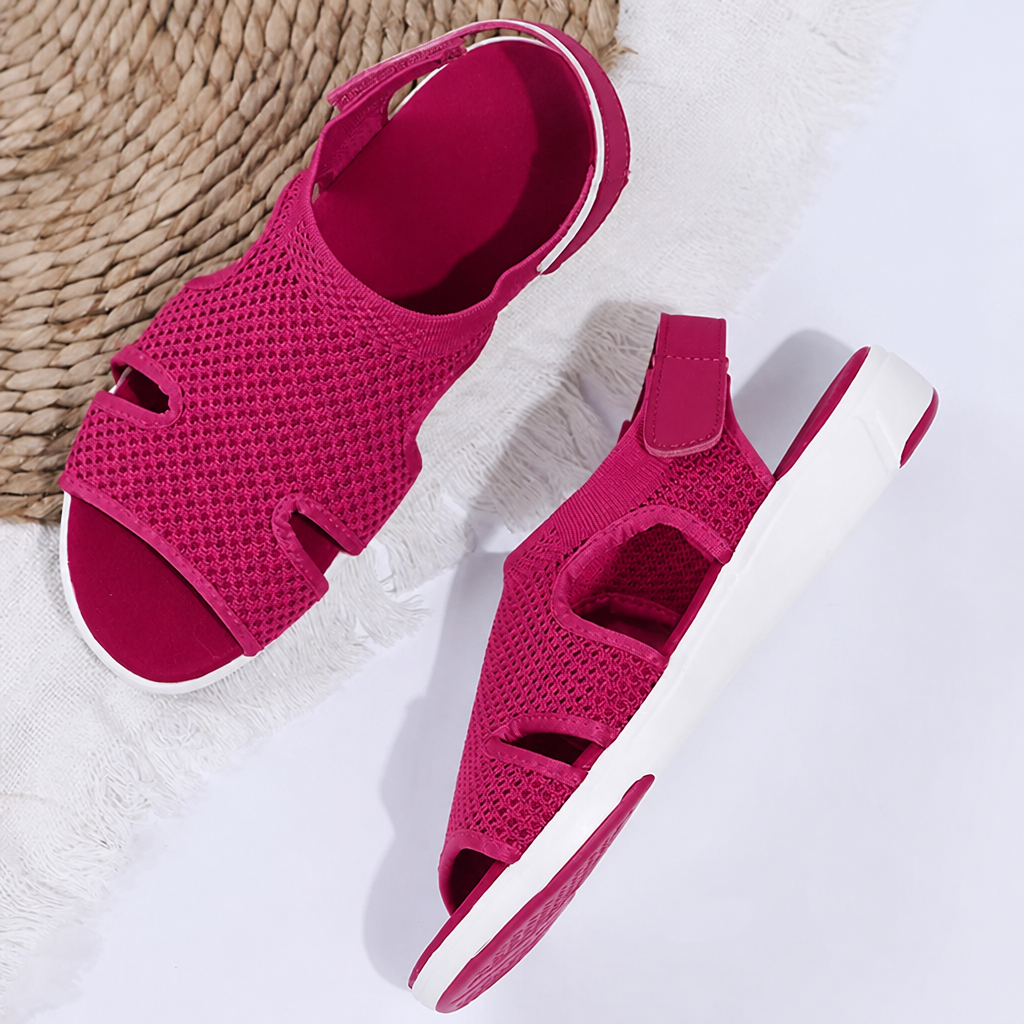 AeroLuxe™ – Padded Mesh Slingback Sandals Featuring Velcro Strap