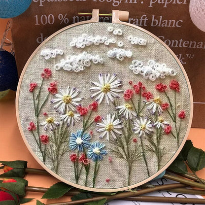 Floral embroidery kit for creative hobbies