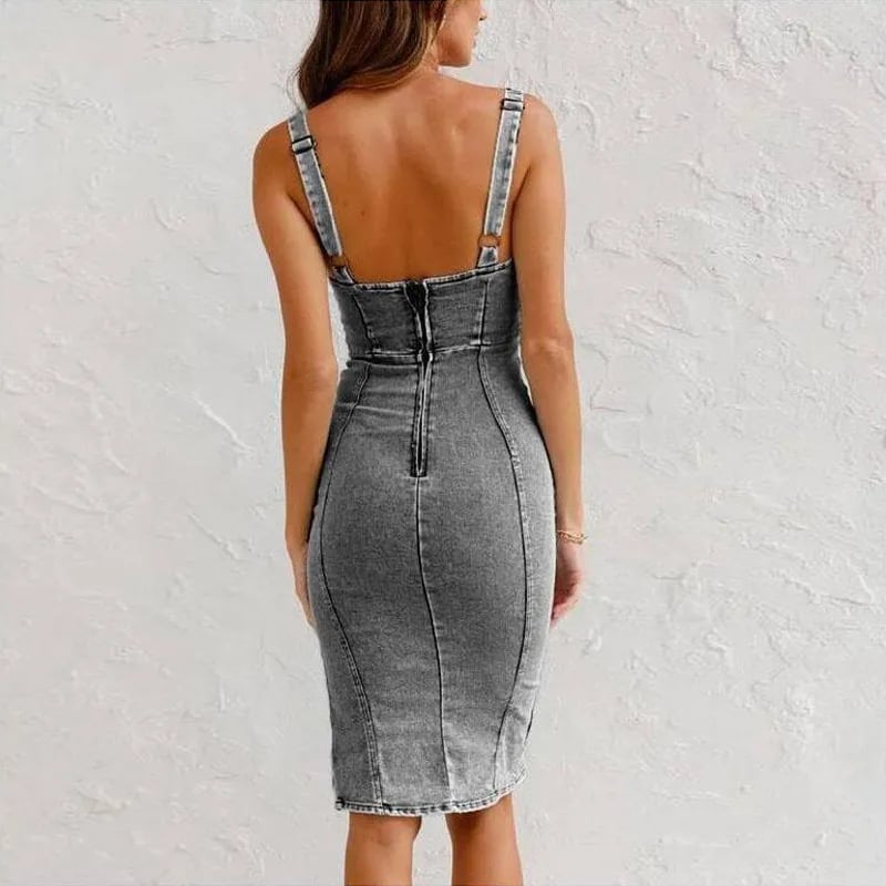 LuminaFemme™ Stretch Denim Cami Dress — Unleash Your Curves with All-Day Confidence and Effortless Style