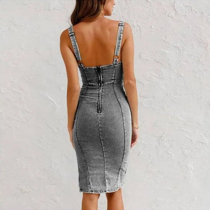 LuminaFemme™ Stretch Denim Cami Dress — Unleash Your Curves with All-Day Confidence and Effortless Style