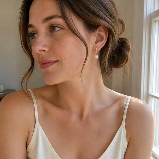 LumaFleur™ – Sophisticated Pearl Drop Earrings with Crystal Detail