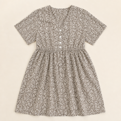 LuminaEase™ – Casual V-Neck Button-Front Day Dress