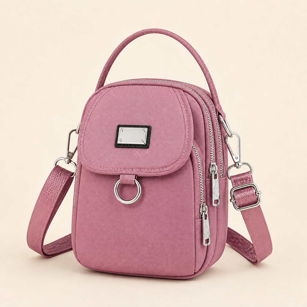 VeloTrek™ – Weatherproof Oxford Compact Crossbody Bag with Triple-Zip Design