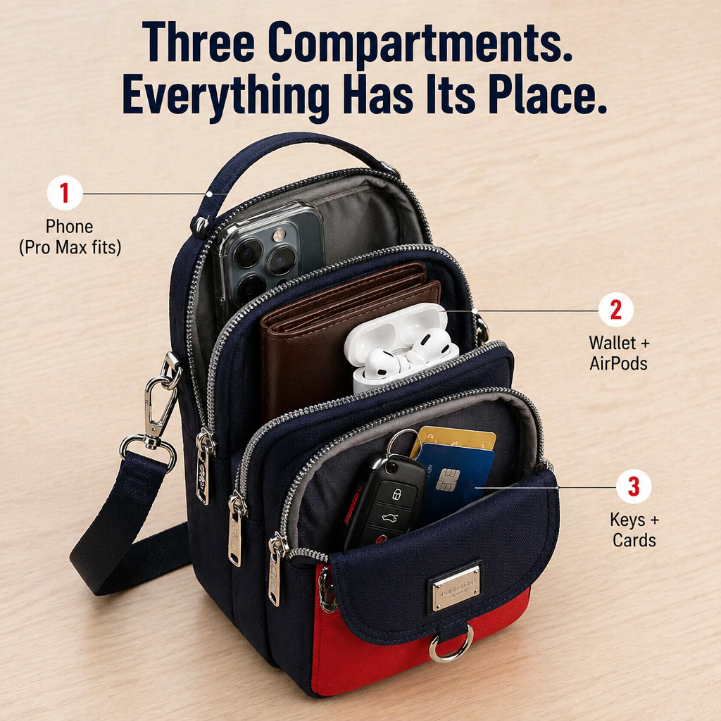 VeloStride™ Mini Crossbody — Tote Your Phone, Wallet & Keys Rain or Shine