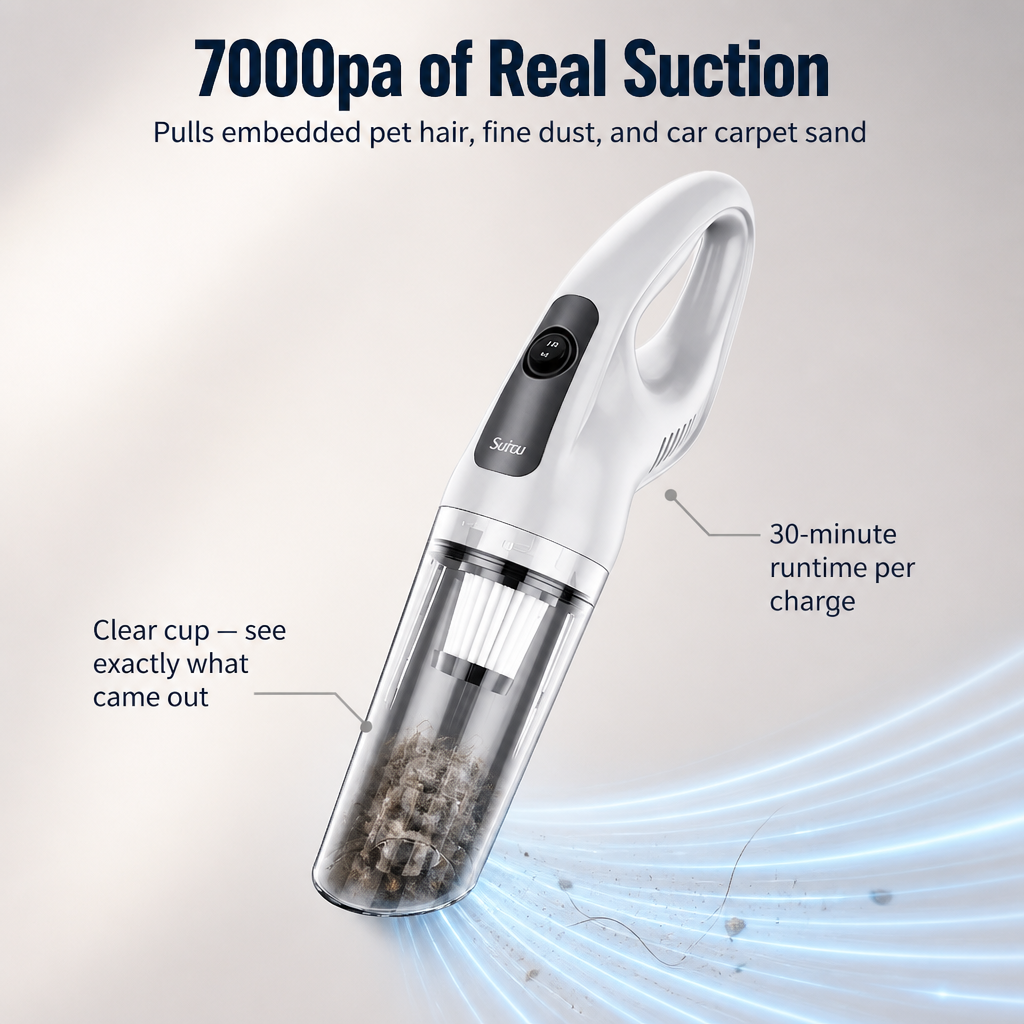 SparkBlitz™ — Cordlessly Lift Crumbs, Pet Hair, and Dust From Every Nook