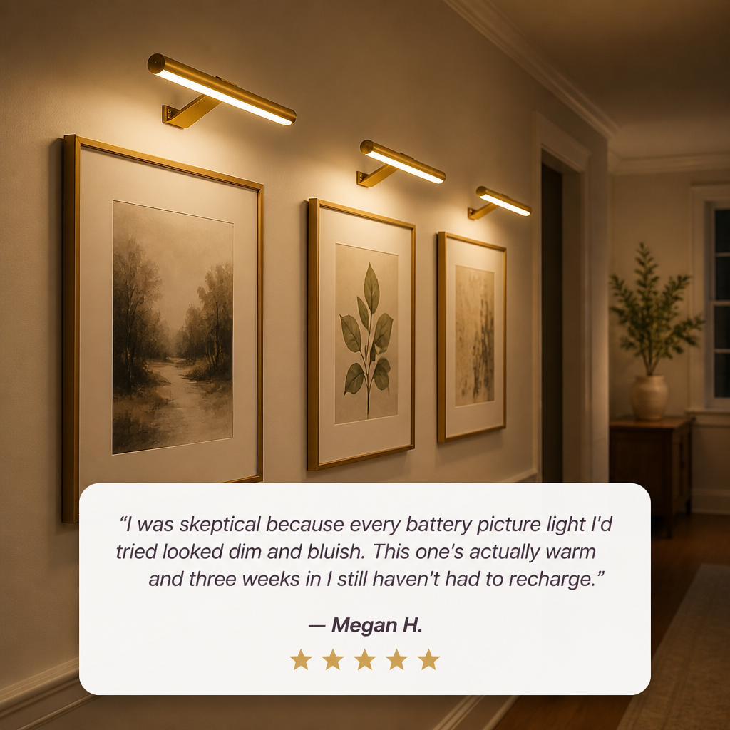 LumaRidge™ — Illuminate Every Wall with Cozy Gallery Light, No Electrician Required