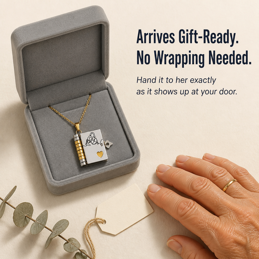 AmoriteBond™ — Unlock a Six-Page Book Pendant Personalized for Your Grandchild