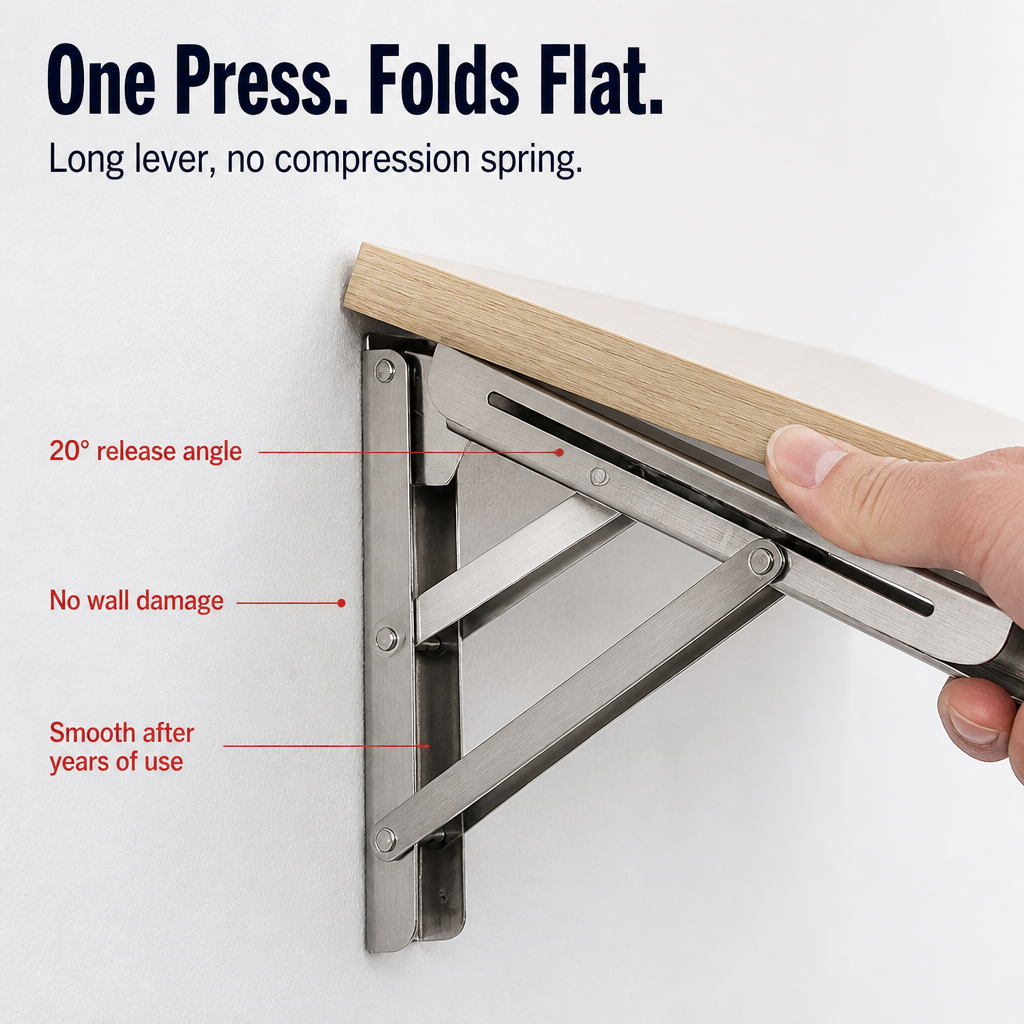 FlexiMount™ — Install Drop-Down Shelves Supporting 550 lbs That Fold Flat in Moments