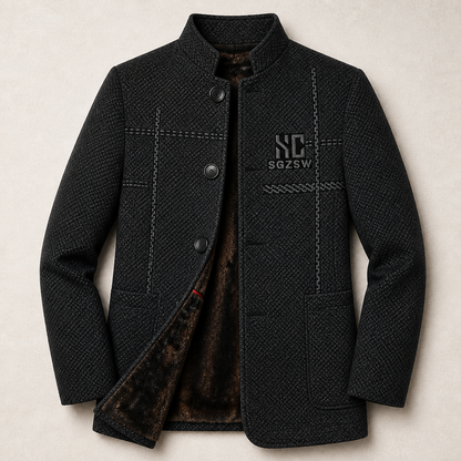 ArcticForge™ – Winter Coat with Textured Stand Collar and Fleece Lining
