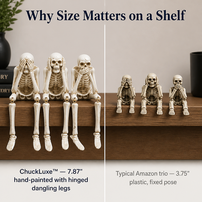 ChuckLuxe™ — Deck Your Shelf with the Dangling-Leg Skeleton Trio Everyone Talks About | Set of 3