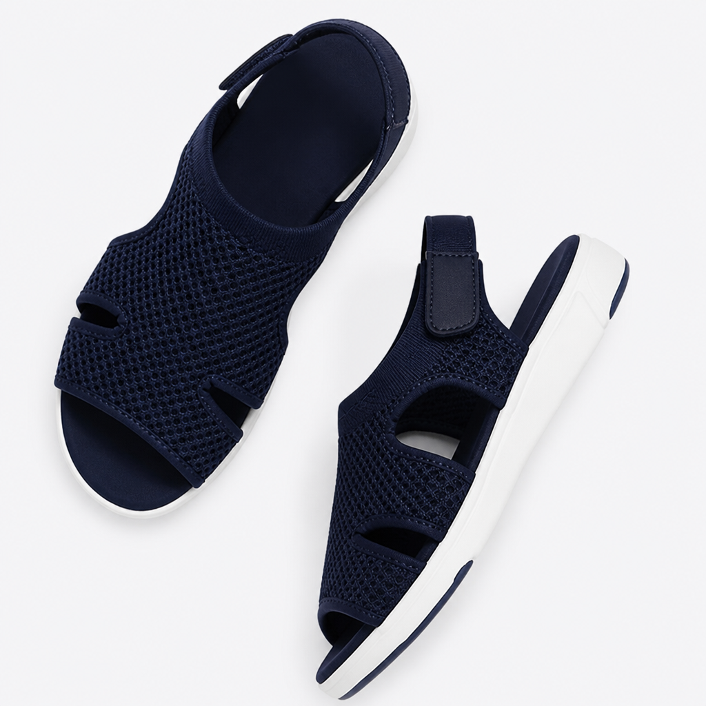 AeroLuxe™ – Padded Mesh Slingback Sandals Featuring Velcro Strap