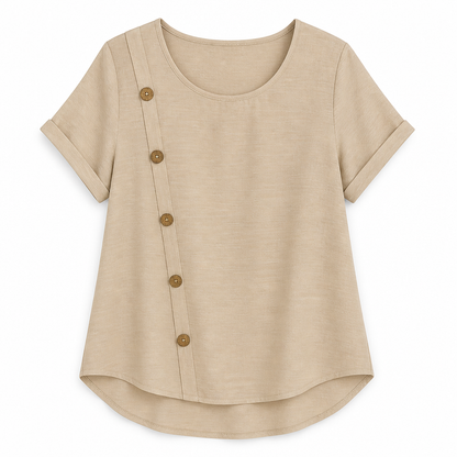 LumeaLuxe™ – Casual Cotton Top with Side-Button Accent