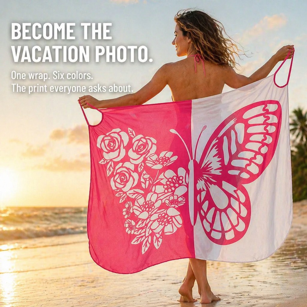 Butterfly Breeze™ — Wrap, Knot & Own the Beach with Bold Butterfly Print
