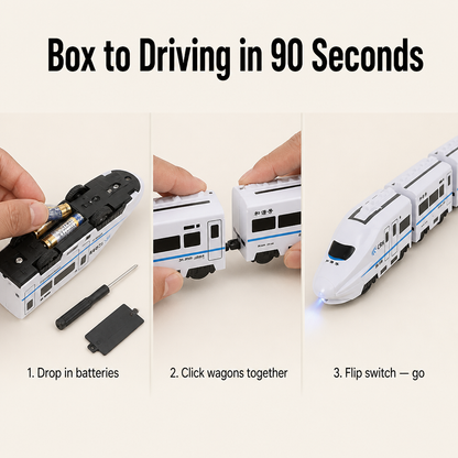 BrainBuzz Express™ — Speed a Life-Like Bullet Train Across Their Bedroom Floor