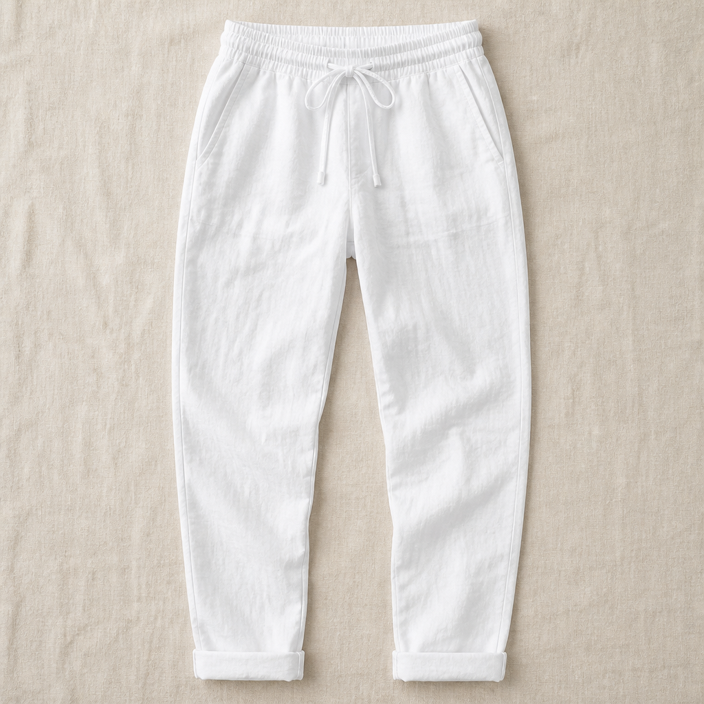 LuxeraSilk™ – Comfortable Cotton-Linen Drawstring Pants with Stretch Waist