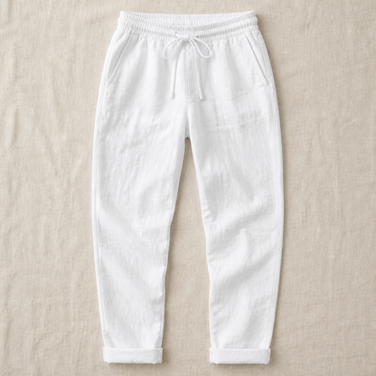LuxeraSilk™ – Comfortable Cotton-Linen Drawstring Pants with Stretch Waist