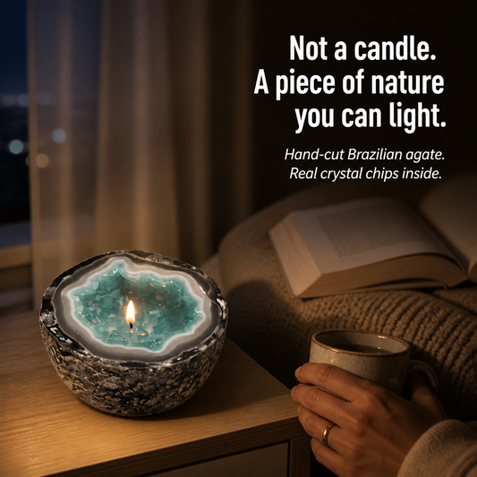 LumaCryst™ — Genuine Crystals Illuminated Within a Hand-Cut Agate Geode Bowl