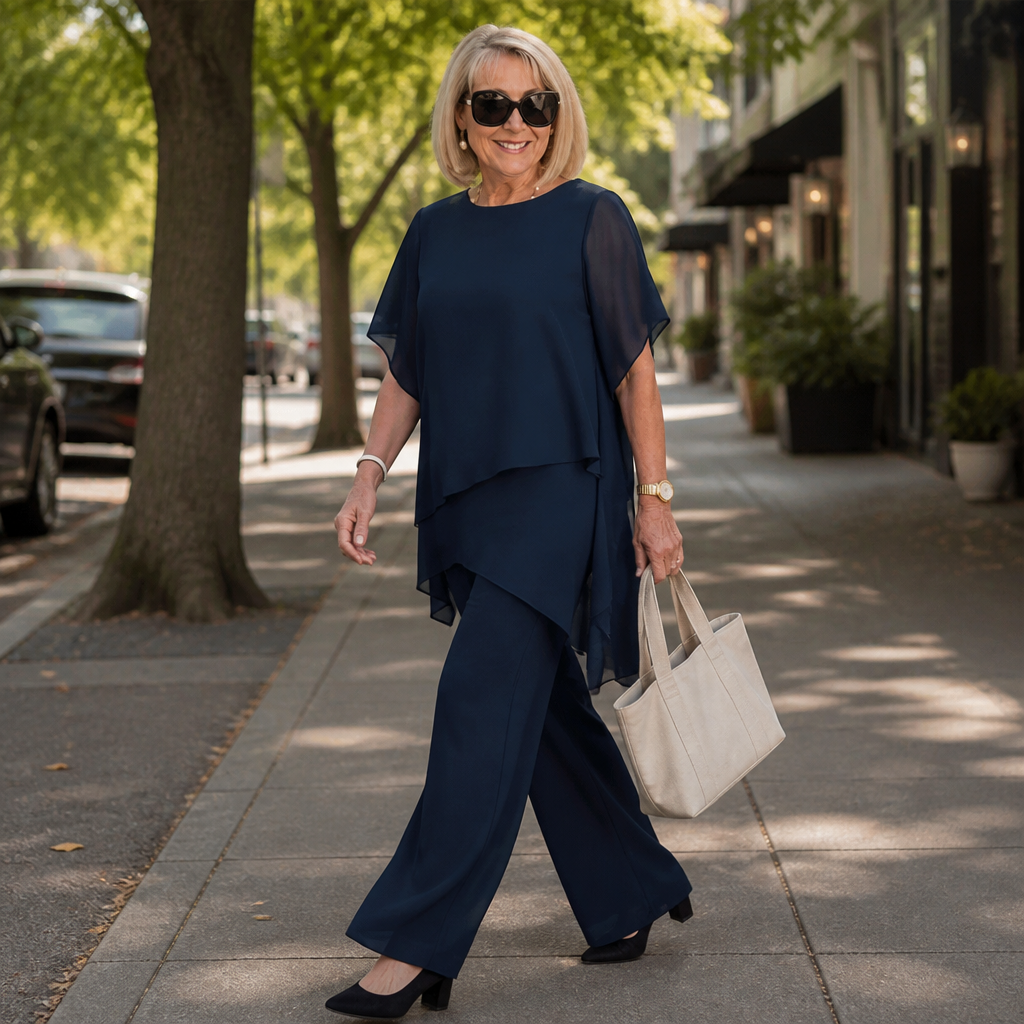 Flexiva™ – Comfortable Two-Piece Set Featuring Soft-Fall Wide-Leg Pants