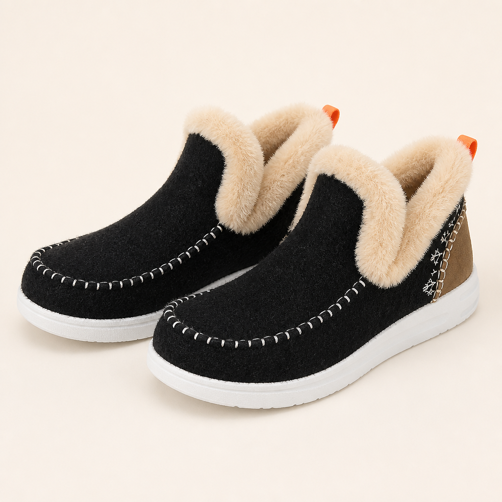 StrideEase™ – Plush Faux Fur-Lined Slip-On Winter Boots