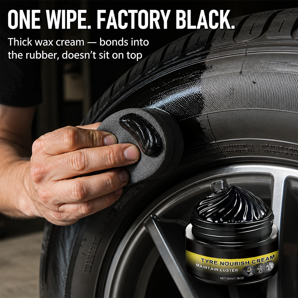 MidnightSheen™ — Revive Rich Black Tire Gloss That Defies Sling, Rain & UV Fading