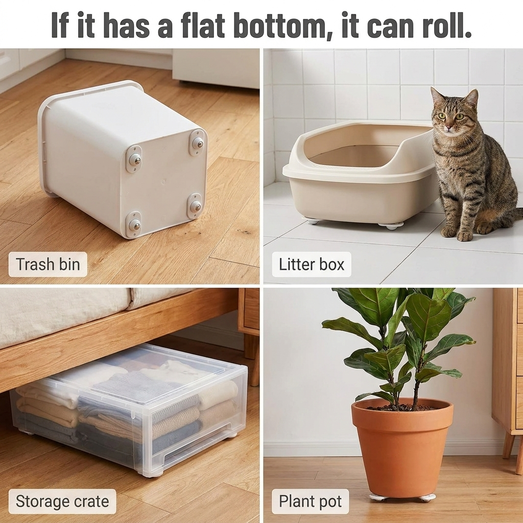 GlideSphere™ — Move Trash Cans, Litter Boxes & Storage Bins With a Single Push
