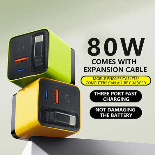 SparkCharge™ 80W Retractable Charger — Unleash Lightning-Fast Power with Zero Cable Chaos