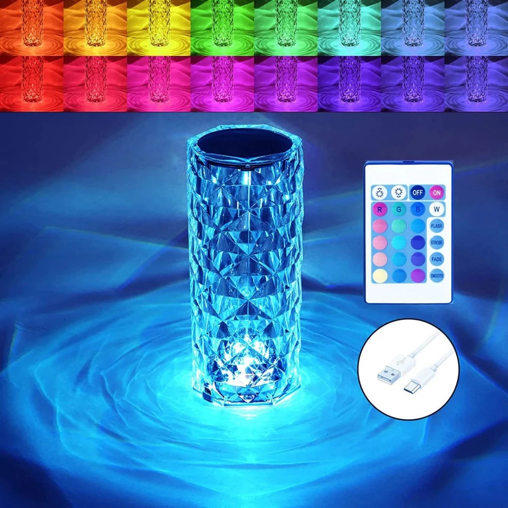 Multi-Color Diamond Crystal Lamp