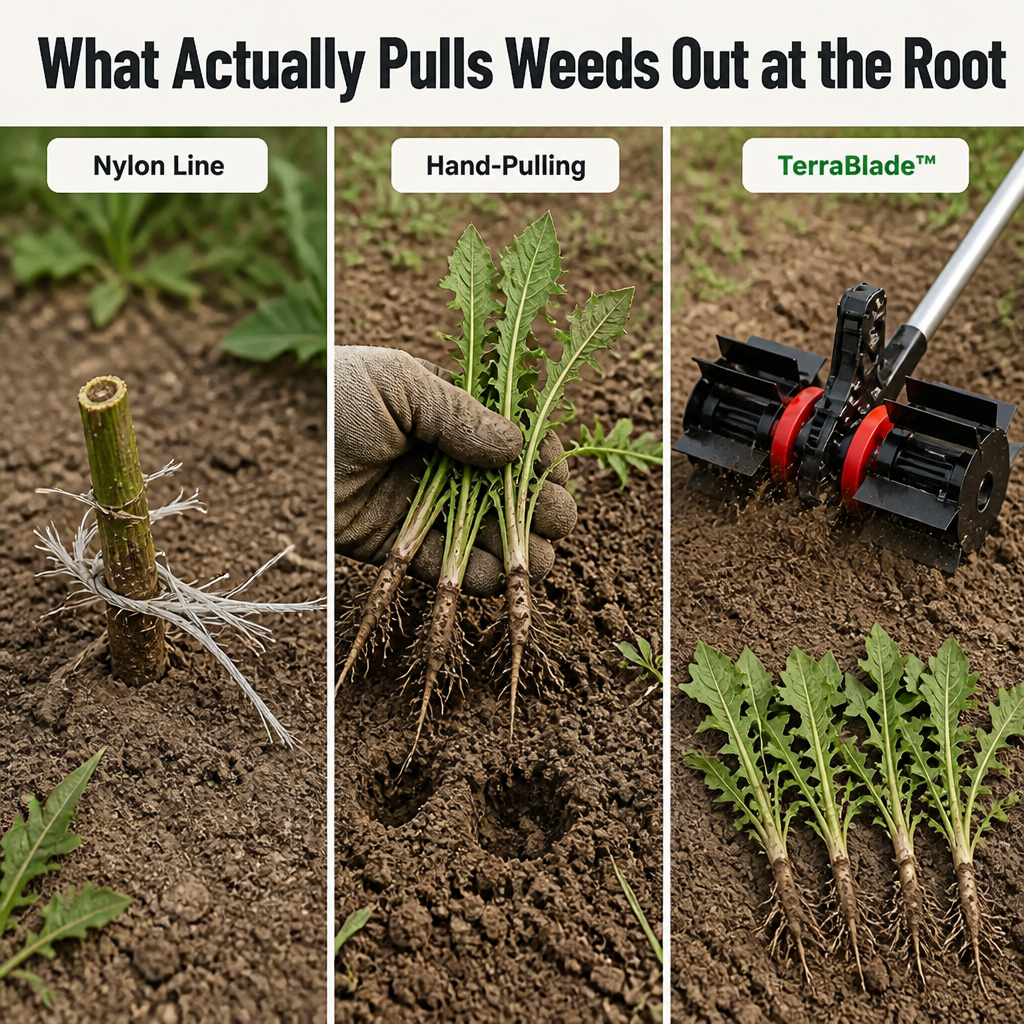 TerraBlade™ — Easy Root-to-Soil Weed Removal Without the Effort