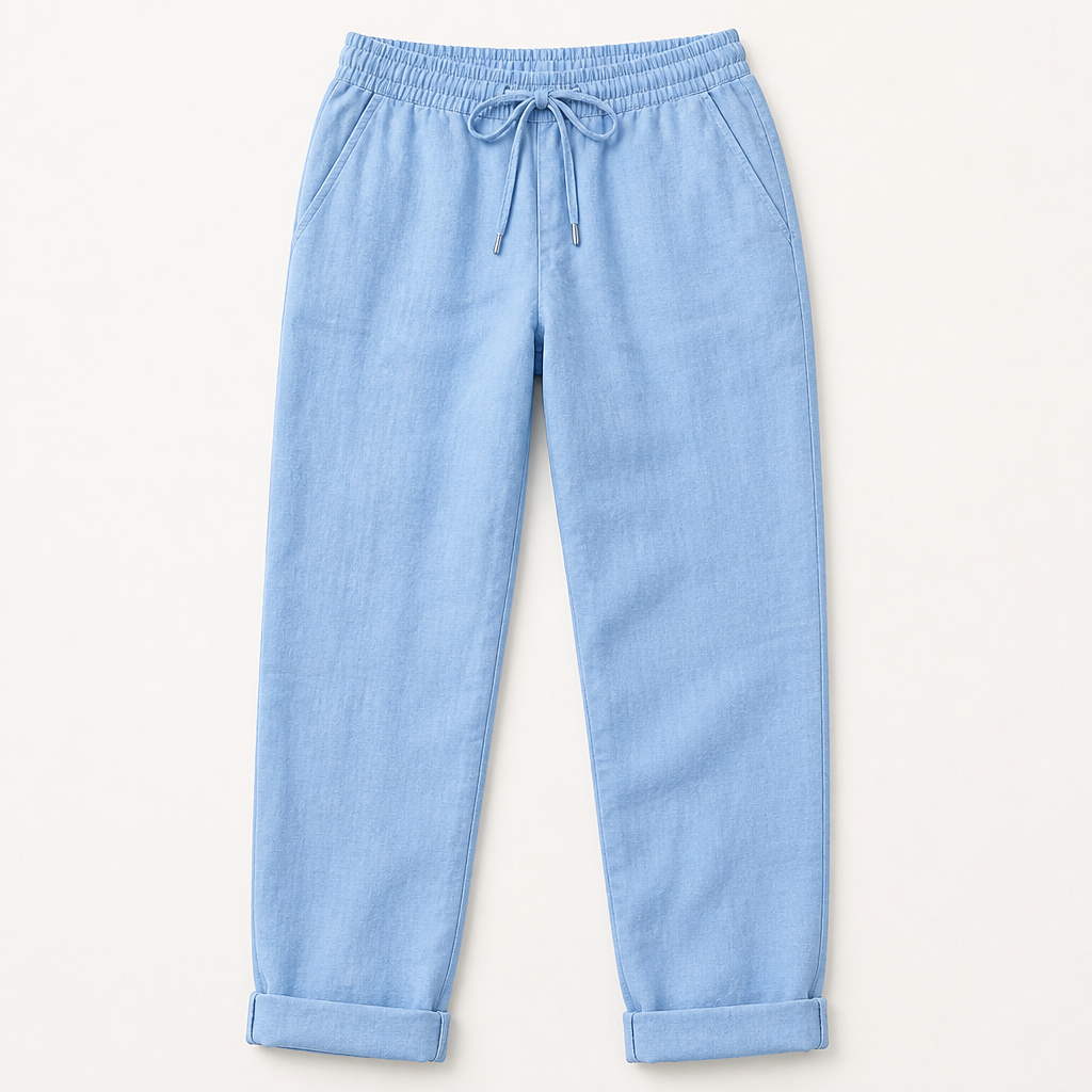 LuxeraSilk™ – Comfortable Cotton-Linen Drawstring Pants with Stretch Waist