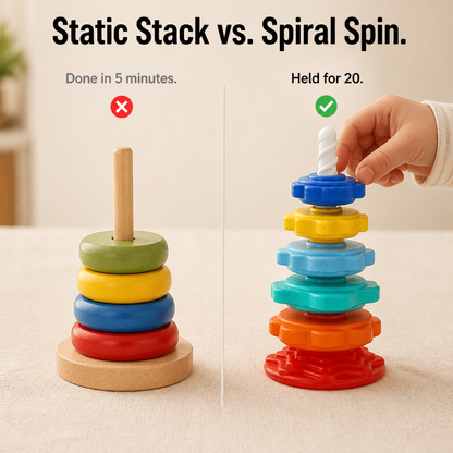 TwirliPlay™ — Twirl Rainbow Discs Around a Spiral Pole Toddlers Love to Spin