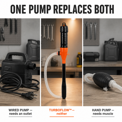 TurboFlow™ — Pump Fuel, Water, or Oil Hands-Free at 2.2 Gallons per Minute