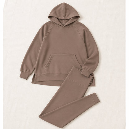 GlowFlex™ – Comfy Hooded Tunic & High-Waist Leggings Set