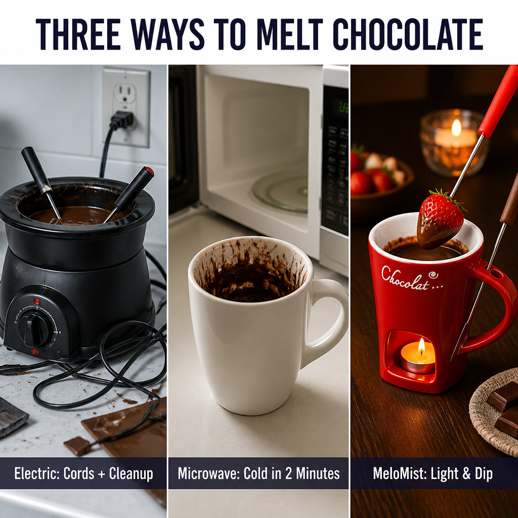 MeloMist™ — Ignite a Tealight, Melt Chocolate, Ditch the Fondue Pot