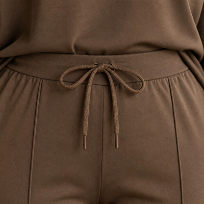 ElysianEase™ – Comfortable Long Sleeve Shirt & Wide-Leg Trousers Set