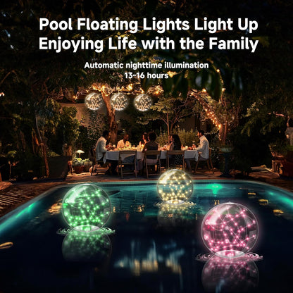 1+1 FREE | EcoGlow | Solar Floating Pool Lights – Waterproof & Color Changing