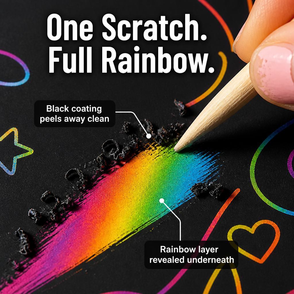 VividDreams™ Scratch Art Notebook — Swap Screen Time For Calm, Clean Rainbow Fun